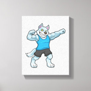 Wolf als Bodybuilder mit großen Oberarmen Leinwanddruck