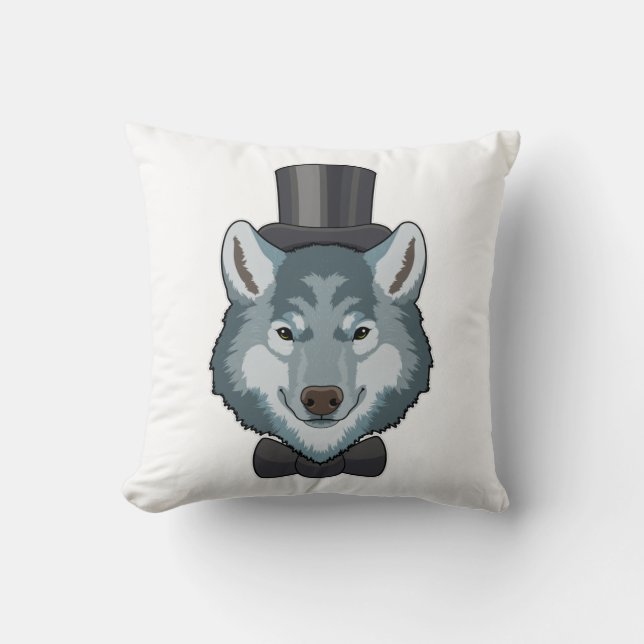 Wolf als Bräutigam mit Bogen Kissen (Vorderseite)