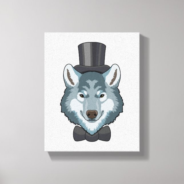 Wolf als Bräutigam mit Bogen Leinwanddruck (Vorderseite)