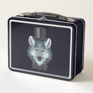 Wolf als Bräutigam mit Bogen Metall Brotdose