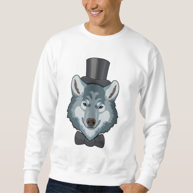 Wolf als Groom mit Bow Sweatshirt (Vorderseite)