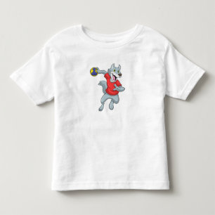 Wolf als Handballspieler mit Handball Kleinkind T-shirt