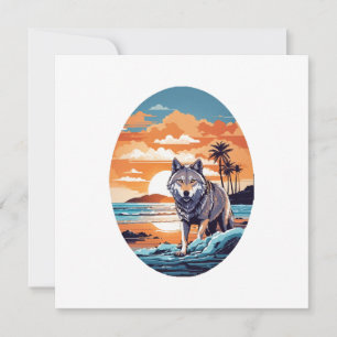Wolf am Strand Einladung