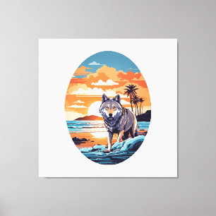 Wolf am Strand Leinwanddruck