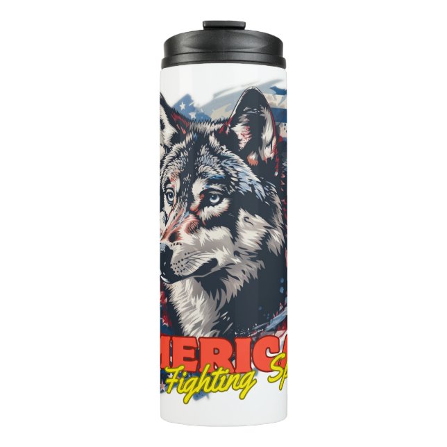 Wolf "American Fighting Spirit"! Thermosbecher (Vorderseite)