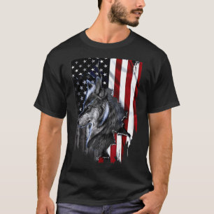Wolf American Flag T-Shirt
