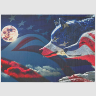 Wolf amerikanischer Stolz auf die Flagge Seidenpapier