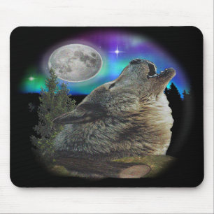Wolf an der Nachtkunst Mousepad