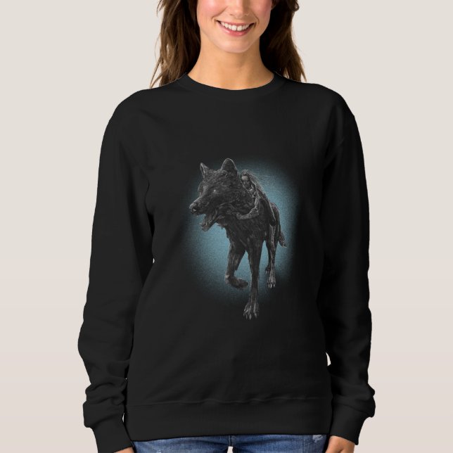 Wolf and girl painting cute sweatshirt (Vorderseite)