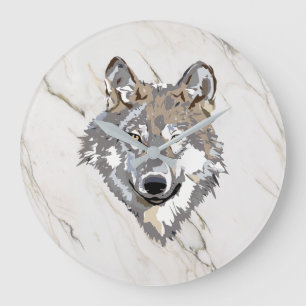 Wolf And Marbled Große Wanduhr
