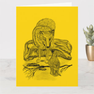 Wolf and Raven - Schwarz-Gelb-Designkarte Karte