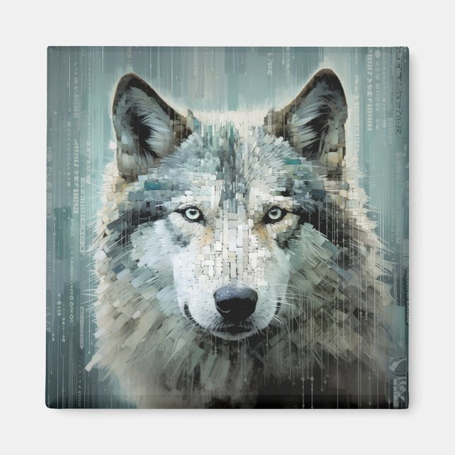 Wolf Animal Art Decor Paint Mosaic Magnet (Vorne)