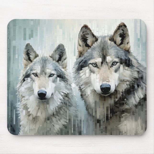 Wolf Animal Art Decor Paint Mosaic Mousepad (Vorne)