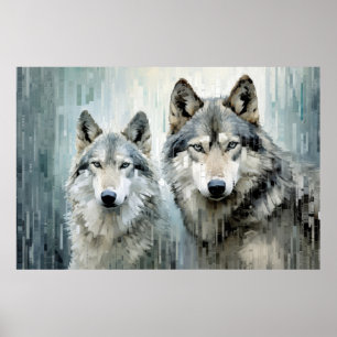 Wolf Animal Art Decor Paint Mosaic Poster