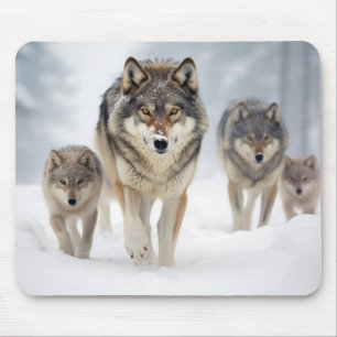 Wolf Animal Family Wandering Nature Out Mousepad