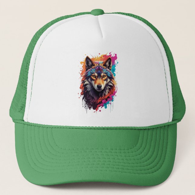 Wolf Animal Logo Design-87694 Truckerkappe (Vorderseite)