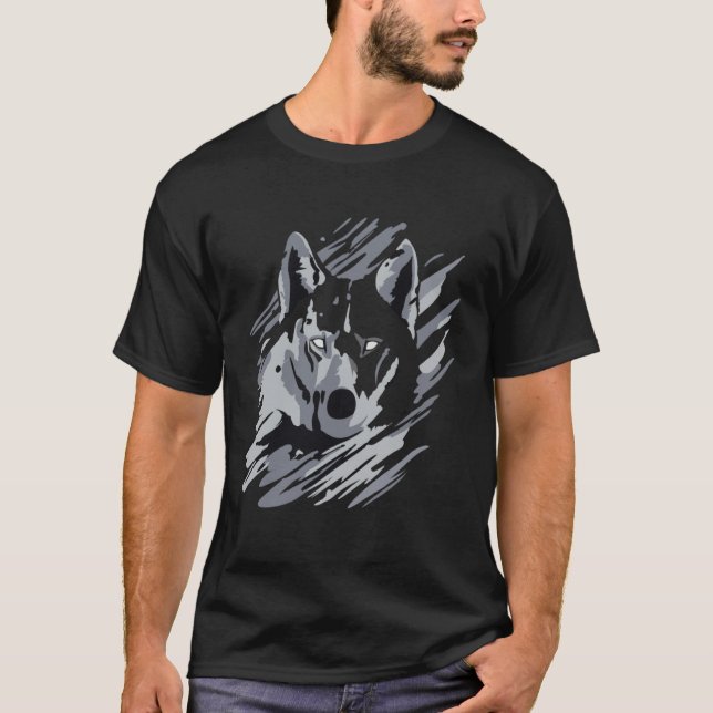 Wolf Animal Moon Howl Paint Grey Cool Graphic T-Shirt (Vorderseite)