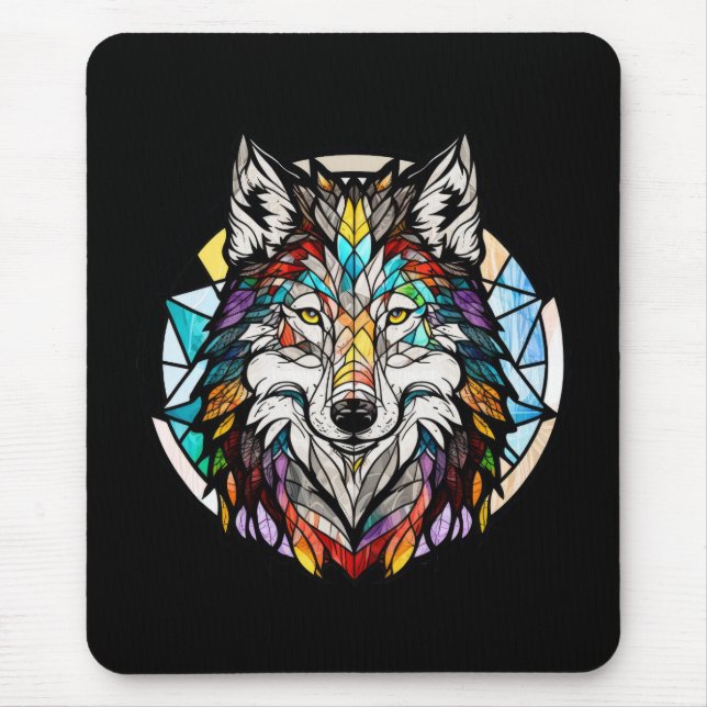 Wolf Animal Portrait Gestaltete Glass Wildlife For Mousepad (Vorne)