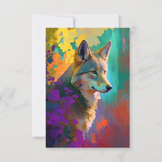 Wolf Animal Portrait Painting Wildlife Outdoor Dankeskarte (Vorderseite)