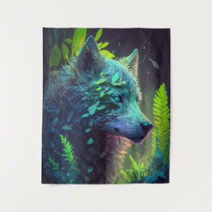 Wolf Animal Portrait Painting Wildlife Outdoor Wandteppich