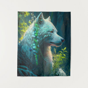 Wolf Animal Portrait Painting Wildlife Outdoor Wandteppich