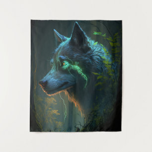 Wolf Animal Portrait Painting Wildlife Outdoor Wandteppich