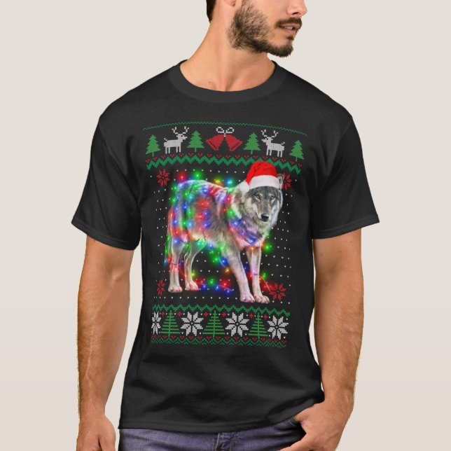 Wolf Animal Ugly Sweater Christmas Puppy Animal T-Shirt (Vorderseite)
