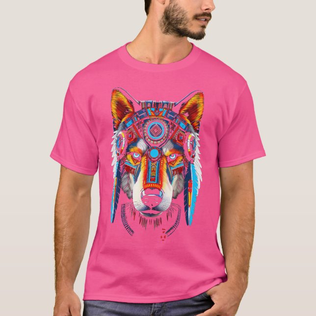 Wolf Anime Abstrakt Art Animal Face Wolf T-Shirt (Vorderseite)