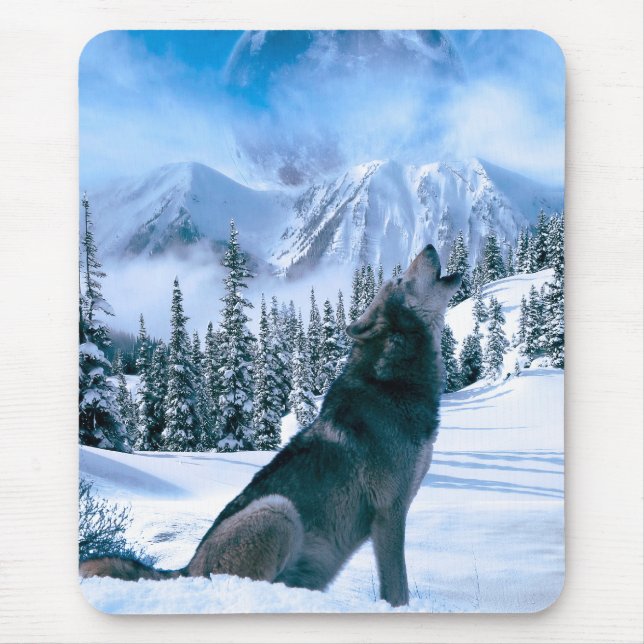 Wolf-Anruf Mousepad (Vorne)