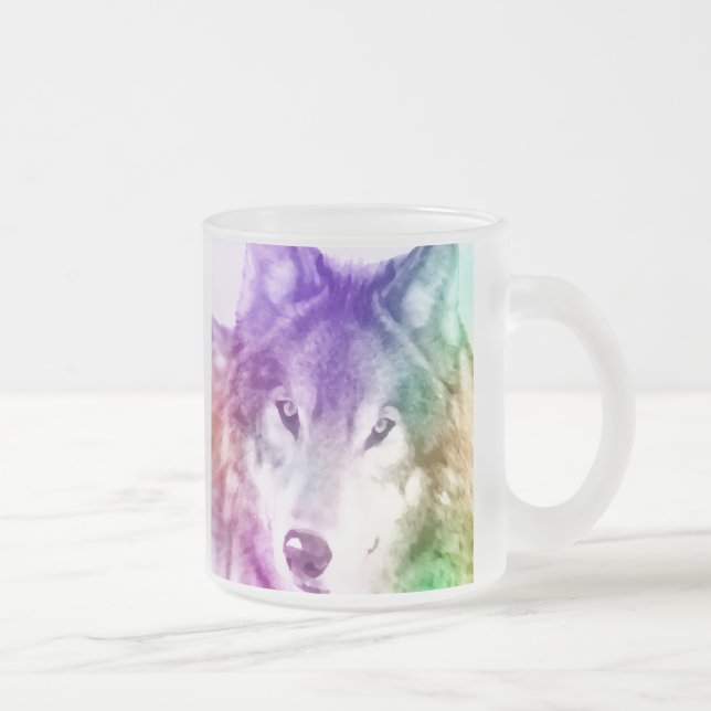 Wolf-Anstarren-Kunst Mattglastasse (Rechts)