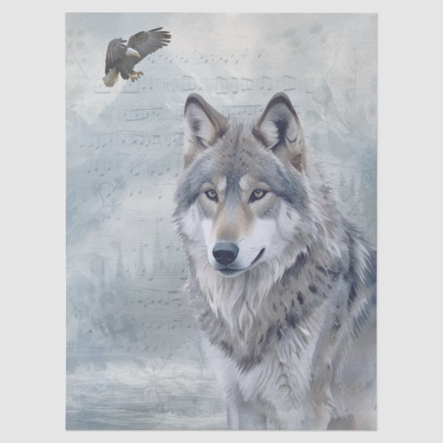 Wolf-Aquarell Seidenpapier (Vorderseite)
