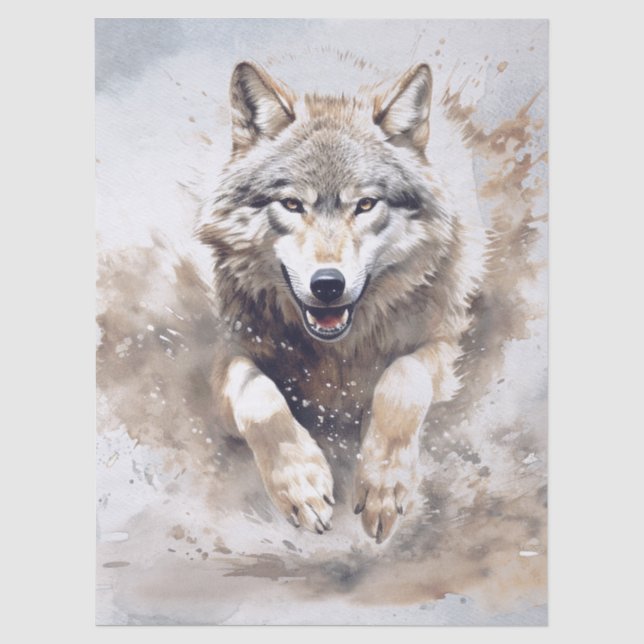 Wolf-Aquarell Seidenpapier (Vorderseite)