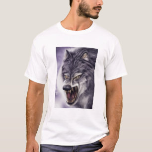 Wolf Art Bestie Mit Reißzähnen T-Shirt - Angriffsm