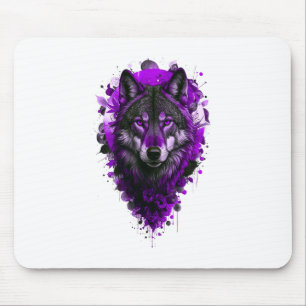 Wolf Art - Lila Aufkleber  Mousepad
