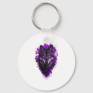Wolf Art - Lila Aufkleber Schlüsselanhänger