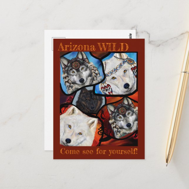 WOLF ART POSTKARTE (Vorderseite/Rückseite Beispiel)