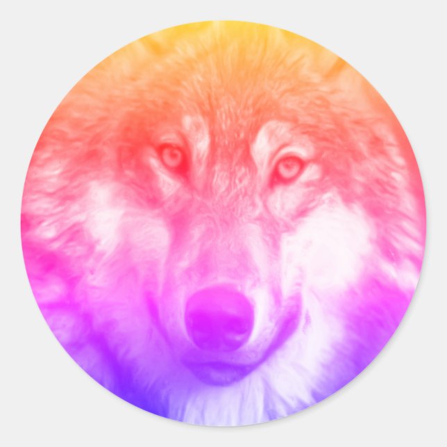 Wolf Art Runder Aufkleber (Vorderseite)