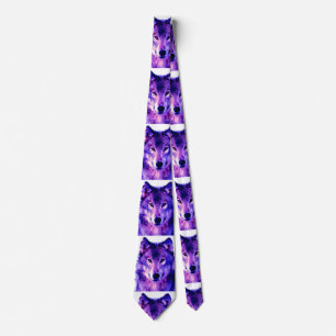 Wolf Artwork Blue Color Krawatte