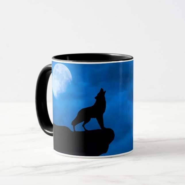 Wolf at Night Tasse (Vorderseite Links)