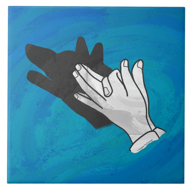 Wolf auf Blau Fliese (Vorderseite)