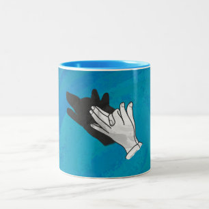 Wolf auf Blau Zweifarbige Tasse