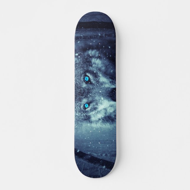 Wolf auf der Schneedecke Skateboard (Vorne)