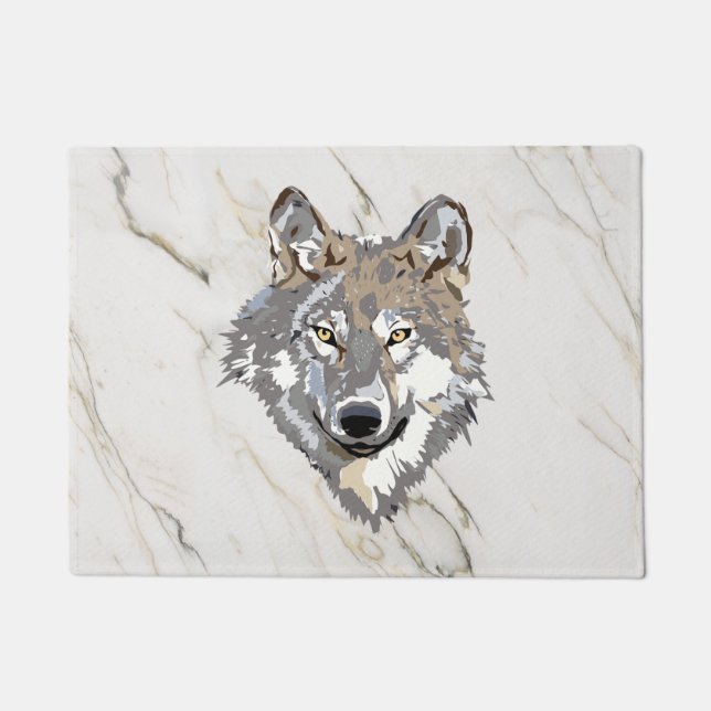Wolf auf Marble Fußmatte (Vorderseite)