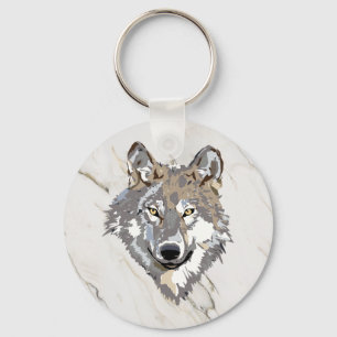Wolf auf marbled schlüsselanhänger