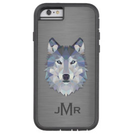 Wolf auf Stahlbürsteneffekt Monogram iPhone 13 Hülle