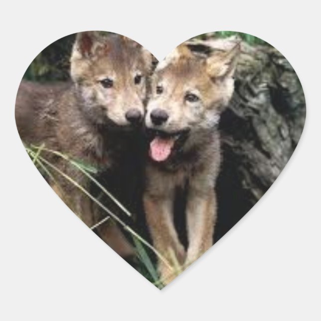 Wolf-Aufkleber Herz-Aufkleber (Vorderseite)