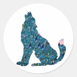 Wolf-Aufkleber Runder Aufkleber