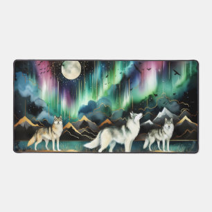 Wolf Aurora Borealis Schreibtischunterlage Nordlic