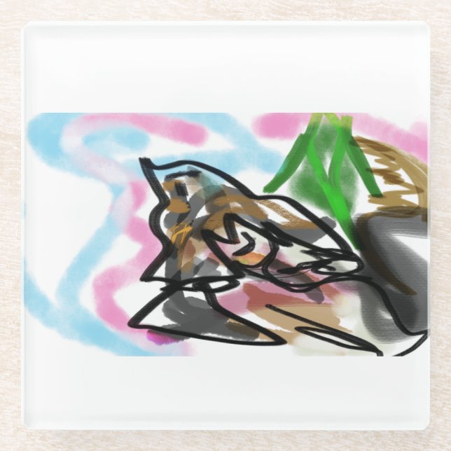 Wolf autumn joy glasuntersetzer (Vorderseite)