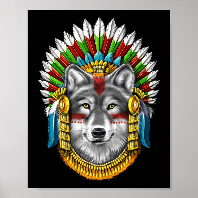 Wolf Aztec Warrior Poster (Vorne)